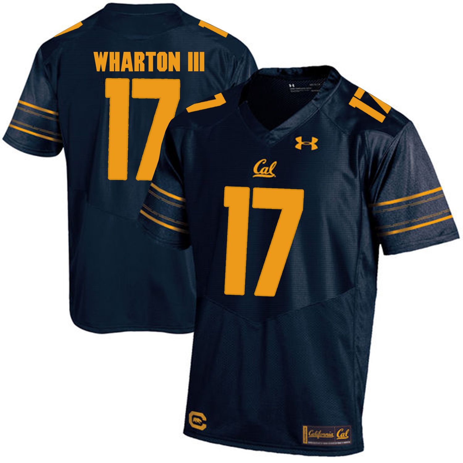 Men California Golden Bears #17 Vic Wharton III Dark blue Customized NCAA Jerseys1->customized ncaa jersey->Custom Jersey